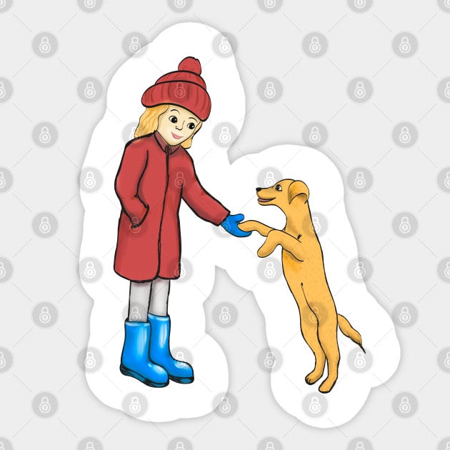 Girl and dog Sticker by designbek